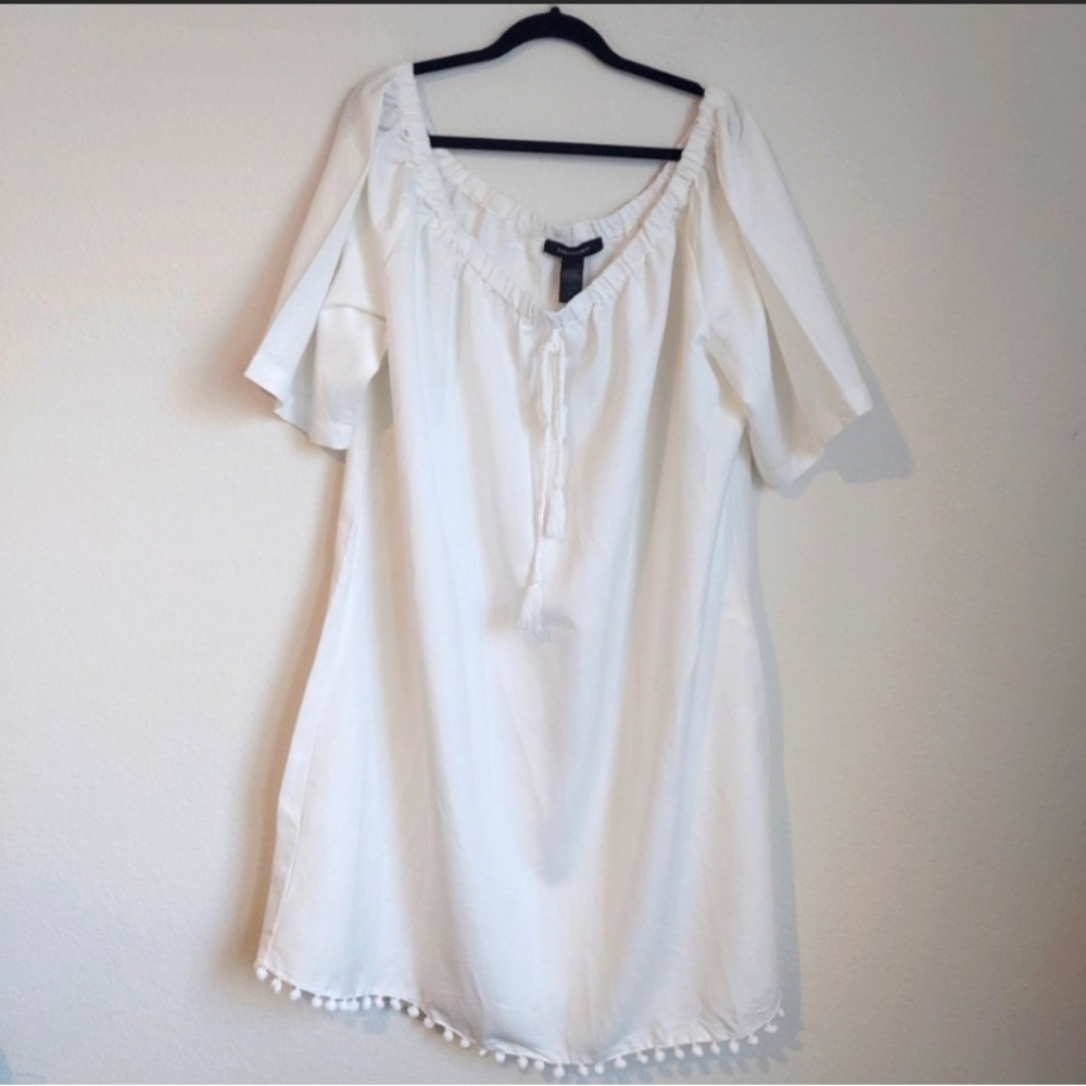 NWT White Pom Pom off the Shoulder Dress Size 28 Ashley Stewart
